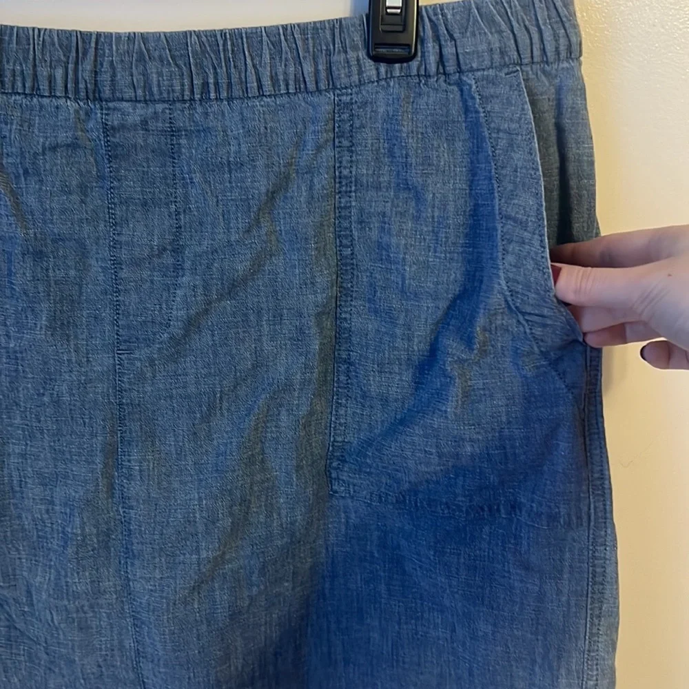 Land’s End Chambray‎ Skort Built in Shorts Blue Size 20W Elastic Waist Pull On